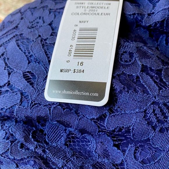 Shani Collection Blue Lace Cocktail Dress NWT Size 16 - Picture 8 of 10